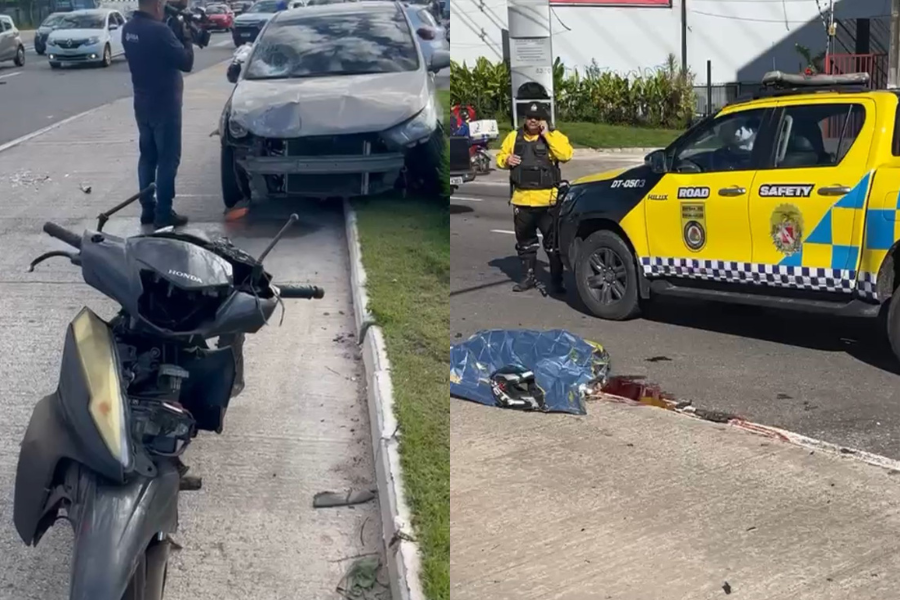 carro e moto destruídas