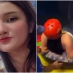 Jovem descendo no tobogã, instantes antes da tragédia