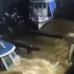 Embarcações afundaram com a força dos ventos.