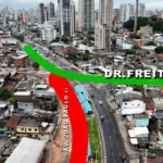 Avenida João Paulo II fica interditada para obras em viaduto.