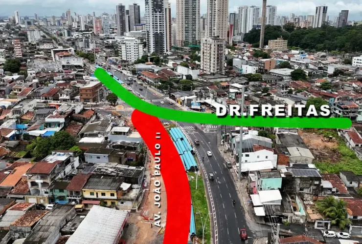 Avenida João Paulo II fica interditada para obras em viaduto.