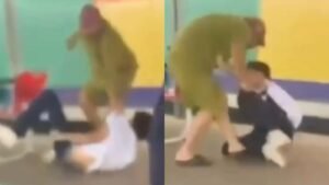 Agressão foi registrada em vídeo que viralizou nas redes sociais.