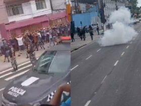 Torcidas organizadas protagonizaram confusão durante jogo no Baenão. PM levou 45 adolescentes à Data em Belém.