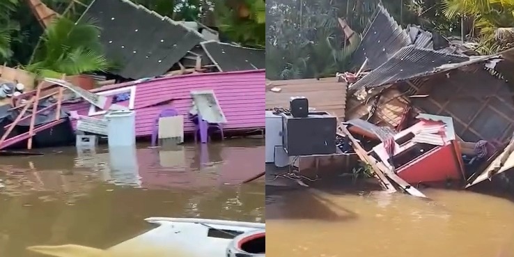 Casa foi destruída após colisão com balsa.