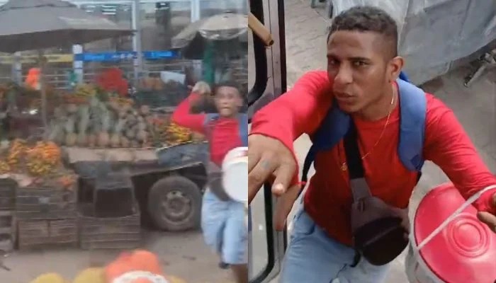 Ambulante ficou irritado e apedrejou coletivo após ser impedido de embarcar para vender produtos.