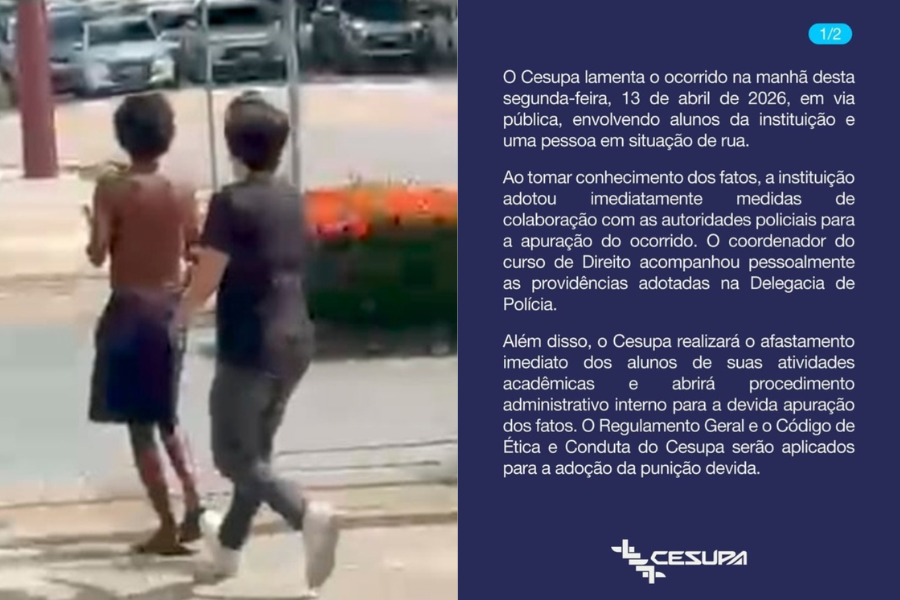 Imagem do caso de agressão contra um morador de rua em Belém.