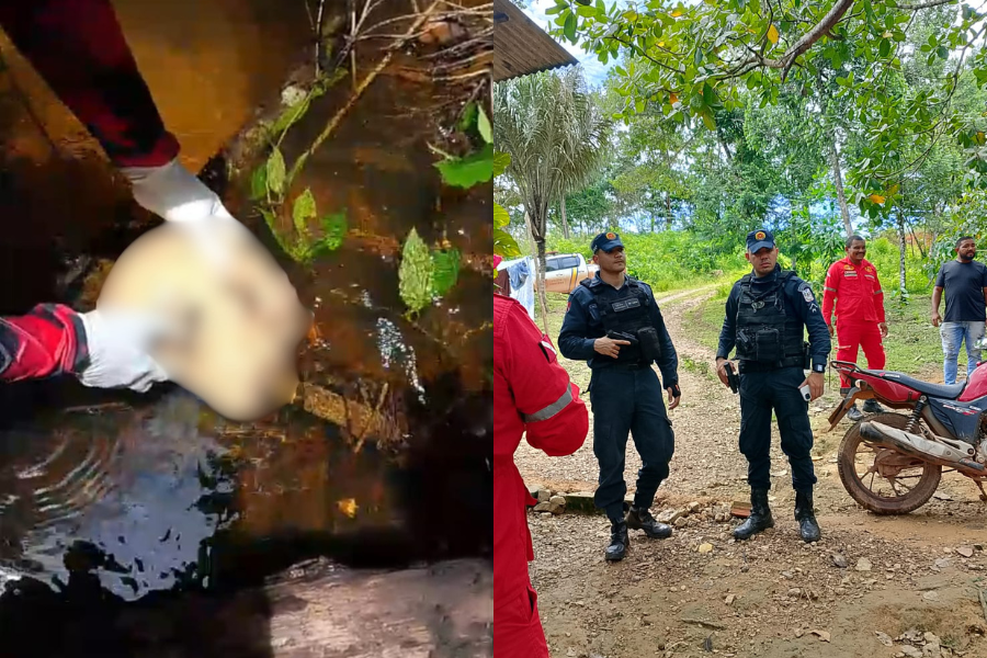 Imagens do local onde o corpo foi encontrado.