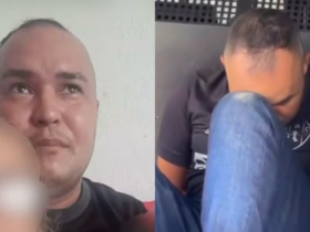 Imagem do momento em que o suspeito faz uma refém e da prisão.