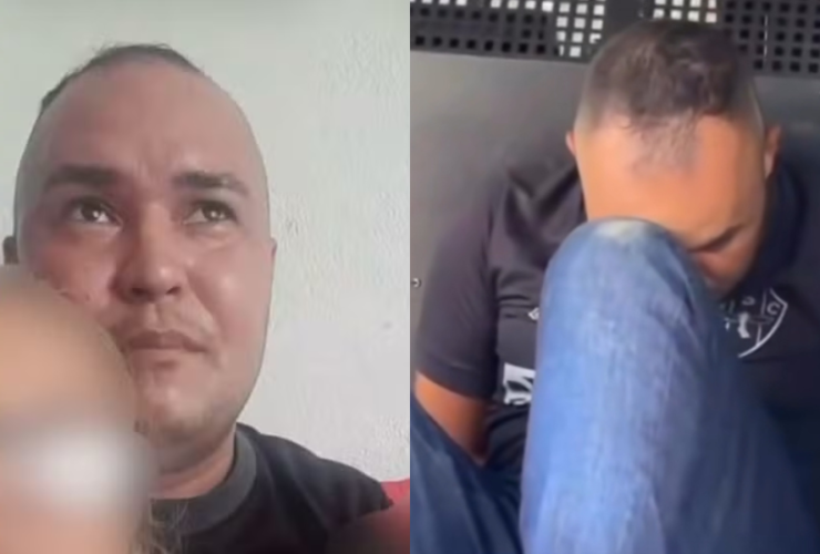 Imagem do momento em que o suspeito faz uma refém e da prisão.