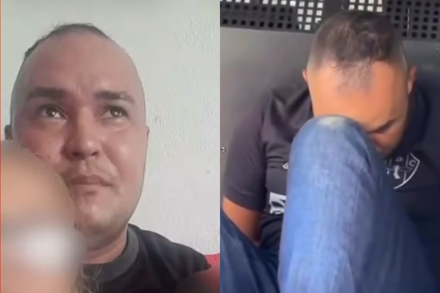 Imagem do momento em que o suspeito faz uma refém e da prisão.