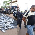Imagem da apreensão da droga e da prisão do suspeito em Goianésia do Pará.