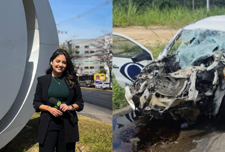 Imagens do acidente com a equipe da Band Minas.