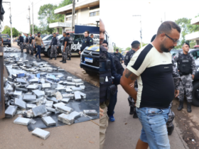 Imagem da apreensão da droga e da prisão do suspeito em Goianésia do Pará.