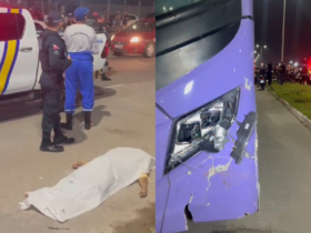 Imagens do acidente envolvendo uma motocicleta e um ônibus BRT na BR-316.