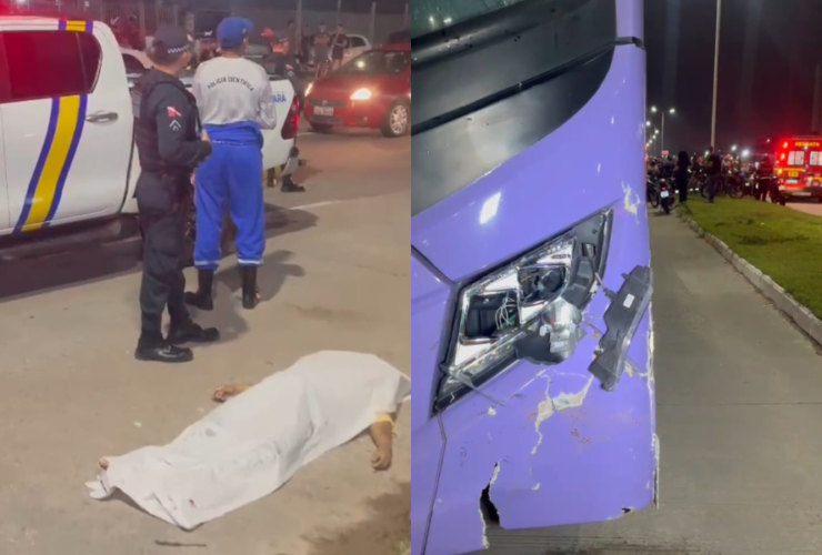 Imagens do acidente envolvendo uma motocicleta e um ônibus BRT na BR-316.