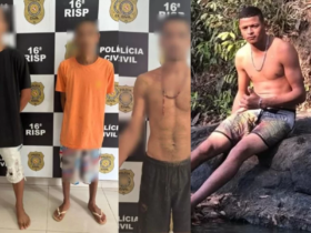 Imagem dos suspeitos detidos na operação da polícia civil e da vítima Adriel Ribeiro dos Santos.