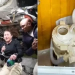 Astronautas com perrengue no banheiro