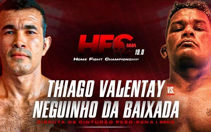 Card destacando a o confronto em disputa pelo cinturão peso pena