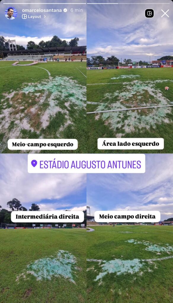 Más condições do gramado no estádio Augustão