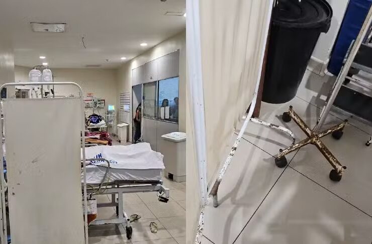 Fotos mostram a situação da "sala vermelha" no PSM da 14, em Belém.