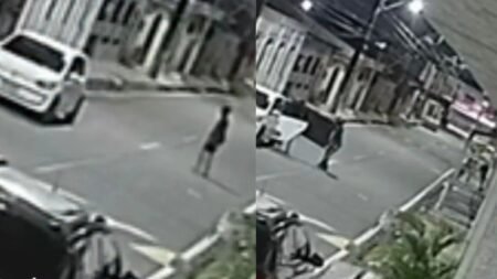 Crime foi registrado por câmeras de segurança; suspeitos entraram no imóvel e levaram diversos objetos antes de fugir.