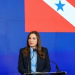 Governadora Hana Ghassan em coletiva nesta sexta-feira.