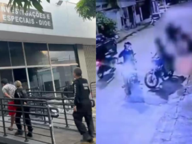 Imagens da prisão de um suspeito de agredir uma torcedora após o RexPa.