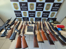 Armas apreendidas na operação.