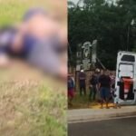 Testemunhas relatam que condutor perdeu o controle da moto durante a descida da estrutura; vítimas aguardaram socorro conscientes