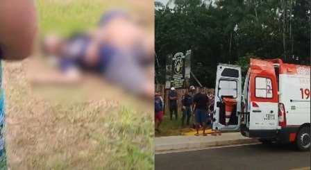 Testemunhas relatam que condutor perdeu o controle da moto durante a descida da estrutura; vítimas aguardaram socorro conscientes