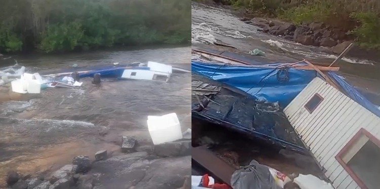Acidente ocorreu próximo à cachoeira do Caidão; não houve feridos, segundo informações preliminares.