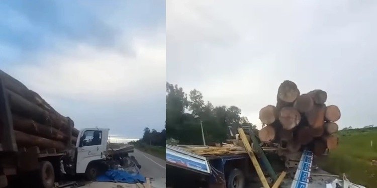Acidente envolvendo dois caminhões, um deles carregado com toras de madeira, ocorreu na madrugada desta segunda-feira (29) e deixou uma vítima fatal em Ipixuna do Pará.