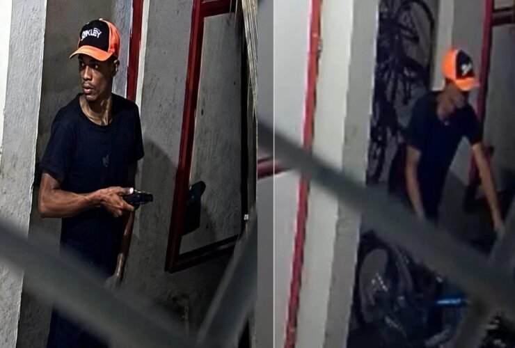 Suspeito invadiu prédio na avenida Carlos de Carvalho durante a madrugada e deixou o local com o objeto sem levantar suspeitas.