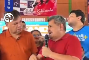 Foto do deputado estadual Chicão ao lado do prefeito de Igarapé Miri, Roberto Pina