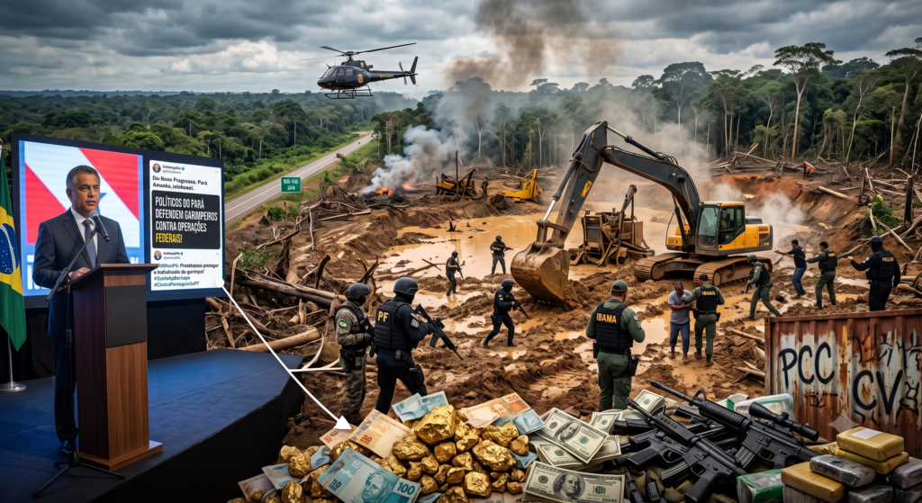 Garimpo ilegal em Novo Progresso mostra avanço do PCC e do Comando Vermelho na Amazônia durante operações da Polícia Federal e órgãos ambientais.