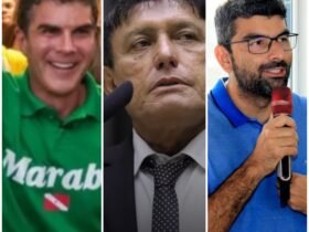Montagem com as fotos de Helder Barbalho, Éder Mauro e Daniel Santos