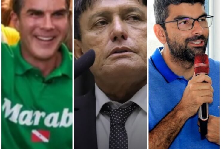 Montagem com as fotos de Helder Barbalho, Éder Mauro e Daniel Santos
