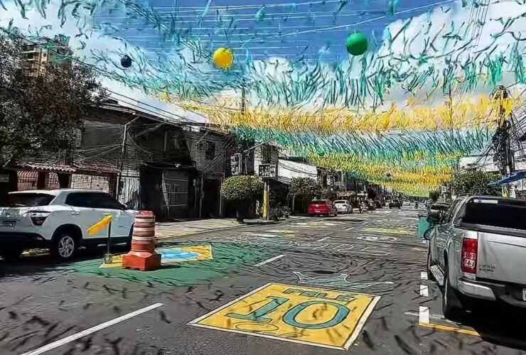 Moradores da Cremação transformaram a Travessa Três de Maio com pinturas e bandeirinhas em homenagem à Seleção Brasileira.