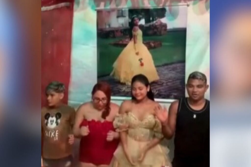 Familiares, amigos e vizinhos organizaram uma homenagem à debutante um dia após o desabamento do piso de uma casa de eventos na Cidade Velha.