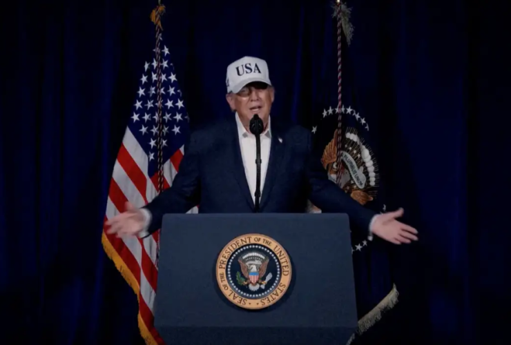 Na imagem em destaque, o presidente dos Estados Unidos, Donald Trump