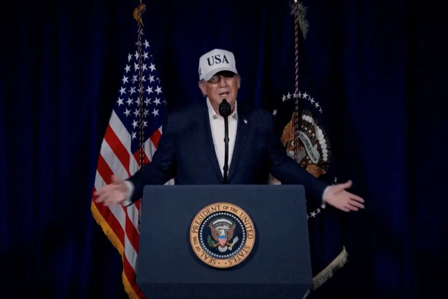 Na imagem em destaque, o presidente dos Estados Unidos, Donald Trump