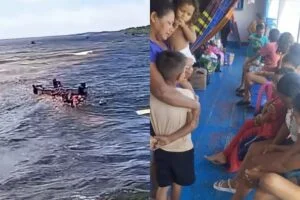 Na imagem em destaque, momentos do naufrágio em Santarém