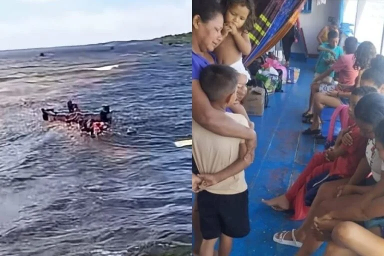 Na imagem em destaque, momentos do naufrágio em Santarém