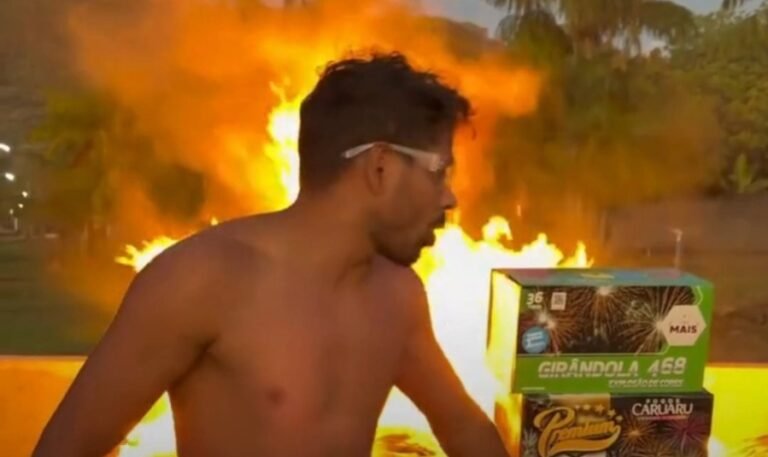 momento em que tudo dá errado com os fogos de artificio