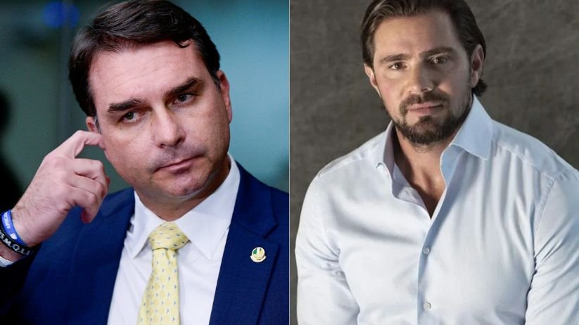 Montagem com as fotos de Flávio Bolsonaro e Daniel Vorcaro