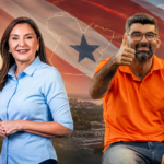 Hana Ghassan e Dr. Daniel lado a lado em ilustração sobre empate na pesquisa Quaest para o governo do Pará