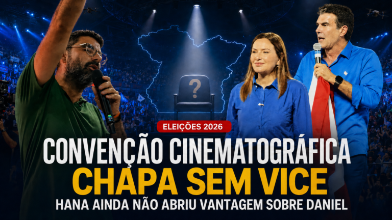 Dr. Daniel Santos, Hana Ghassan e Helder Barbalho em capa sobre a convenção do MDB e a chapa sem vice no Pará
