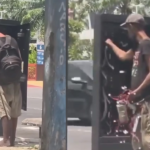 Na imagem em destaque, o homem furtando as fiações elétricas