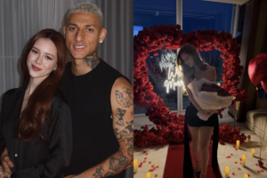 Na imagem em destaque, o jogador Richarlison e a influenciadora Amanda Araújo