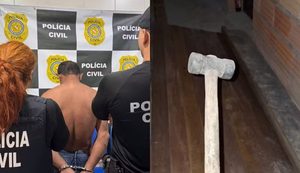Idosa de 65 anos precisou levar quatro pontos na cabeça após ser atingida pelo filho; suspeito foi encontrado dentro do quarto da vítima